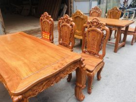 Bộ bàn ăn hoàng gia hương đá 6 ghế hồng hạt sang trọng (Cô Kim, Tp.Hải Phòng) 19 các ghế louis hồng hạt sang trọng