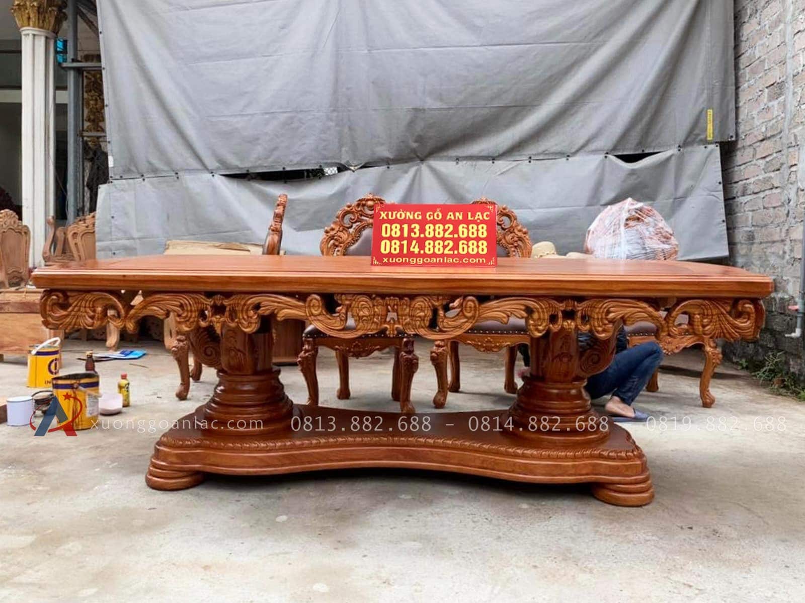 Bộ bàn ăn hoàng Gia vip 10 ghế gỗ gõ đỏ (Chị Thêu - Đắk Lắk) 11 Mẫu bàn ăn hoàng gia siêu vip