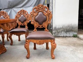 Bộ bàn ăn hoàng Gia vip 10 ghế gỗ gõ đỏ (Chị Thêu - Đắk Lắk) 7 mẫu ghế ăn louis hoàng gia gỗ gõ đỏ