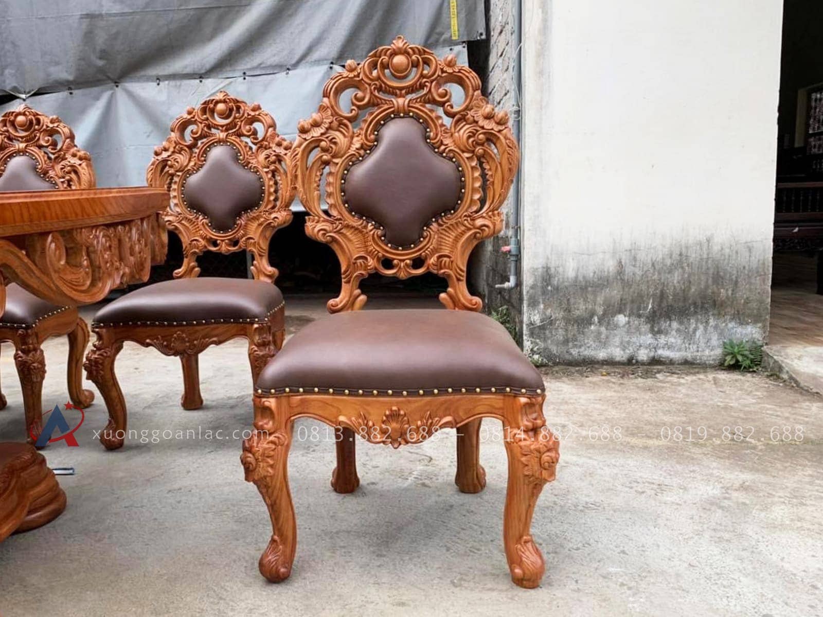 Bộ bàn ăn hoàng Gia vip 10 ghế gỗ gõ đỏ (Chị Thêu - Đắk Lắk) 12 mẫu ghế ăn louis hoàng gia gỗ gõ đỏ