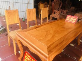 Bộ bàn ăn louis 6 ghế hiện đại gỗ gõ đỏ cao cấp (Anh Chiến,Cao Bằng) 11 mặt bàn ăn gỗ gõ đỏ