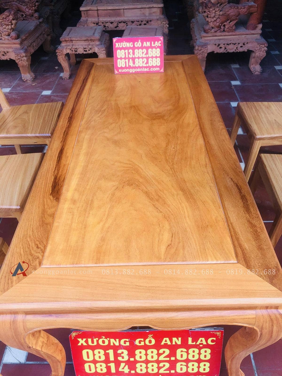 Bộ bàn ăn louis 6 ghế hiện đại gỗ gõ đỏ cao cấp (Anh Chiến,Cao Bằng) 20 mặt bàn chữ nhật gỗ gõ đỏ
