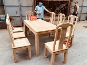 bàn ăn mới chữ thọ 8 ghế gỗ gõ đỏ