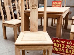 Bộ bàn ăn mới chữ thọ 8 ghế gỗ gõ đỏ hoàn thiện mộc (Chị Mỹ, Hải Dương) 19 ghế ngồi lưng tựa cao