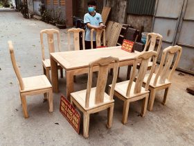 Bộ bàn ăn mới chữ thọ 8 ghế gỗ gõ đỏ hoàn thiện mộc (Chị Mỹ, Hải Dương) 13 bộ bàn ăn 8 ghế