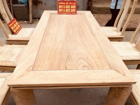 Bộ bàn ăn mới chữ thọ 8 ghế gỗ gõ đỏ hoàn thiện mộc (Chị Mỹ, Hải Dương) 16 bàn ăn chữ nhật mặt trơn gỗ gõ đỏ