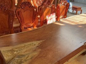 Bộ bàn ăn nguyên khối gỗ hương đá 10 ghế louis hoàng gia (Anh Minh, Hà Nội) 10 bàn ăn nguyên khối gỗ hương đá