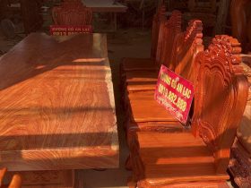 Bộ bàn ăn nguyên khối gỗ hương đá 10 ghế louis hoàng gia (Anh Minh, Hà Nội) 13 ghế lousi hoàng gia