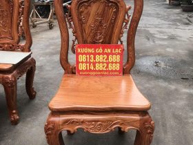 Bộ bàn ghế ăn gỗ hương đá và 8 ghế hồng hạt đục 2 mặt (Chị Nhung, Hà Nam) 17 ghế louis hoàng gia không tay