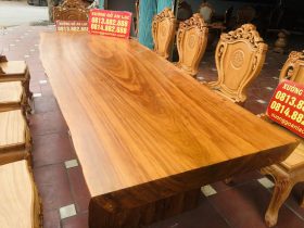 Bộ bàn ghế ăn nguyên khối gỗ cẩm đá 10 ghế louis có tay gỗ gõ đỏ (Anh Lâm, Hòa Bình) 15 bàn ăn nguyên khối gỗ cẩm siêu vân