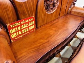 Bộ bàn ghế hoàng gia 6 món gỗ gõ đỏ cao cấp (Anh Tâm, Hòa Bình) 31 Mặt đoản nguyên khối gỗ gõ đỏ