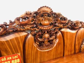 Bộ bàn ghế hoàng gia 6 món gỗ gõ đỏ cao cấp (Anh Tâm, Hòa Bình) 33 hệ chương ghế 10cm nguyên khối