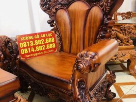 Bộ bàn ghế hoàng gia 6 món gỗ gõ đỏ cao cấp (Anh Tâm, Hòa Bình) 36 ghế đơn louis hoàng gia