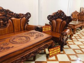 Bộ bàn ghế hoàng gia 6 món gỗ gõ đỏ cao cấp (Anh Tâm, Hòa Bình) 24 mẫu bàn ghế louis hoàng gia