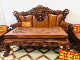 Bộ bàn ghế hoàng gia 6 món gỗ gõ đỏ cao cấp (Anh Tâm, Hòa Bình) 29 Đoản dài louis hoàng gia gỗ gõ đỏ