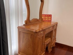 Bàn giao mẫu bàn phấn hoa lá tây cho chị Nhung ở Hưng Yên 10 bàn phấn gỗ gõ đỏ cao cấp