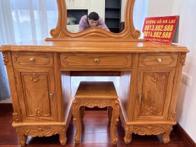 Bàn giao mẫu bàn phấn hoa lá tây cho chị Nhung ở Hưng Yên 12 thân bàn phấn gỗ gõ đỏ