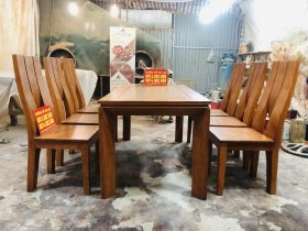 Bộ bàn ăn 6 ghế phong cách hiện đại gỗ gõ đỏ (Anh Đồng, Bình Dương) 19 bàn ghế ăn hiện đại gỗ gõ đỏ