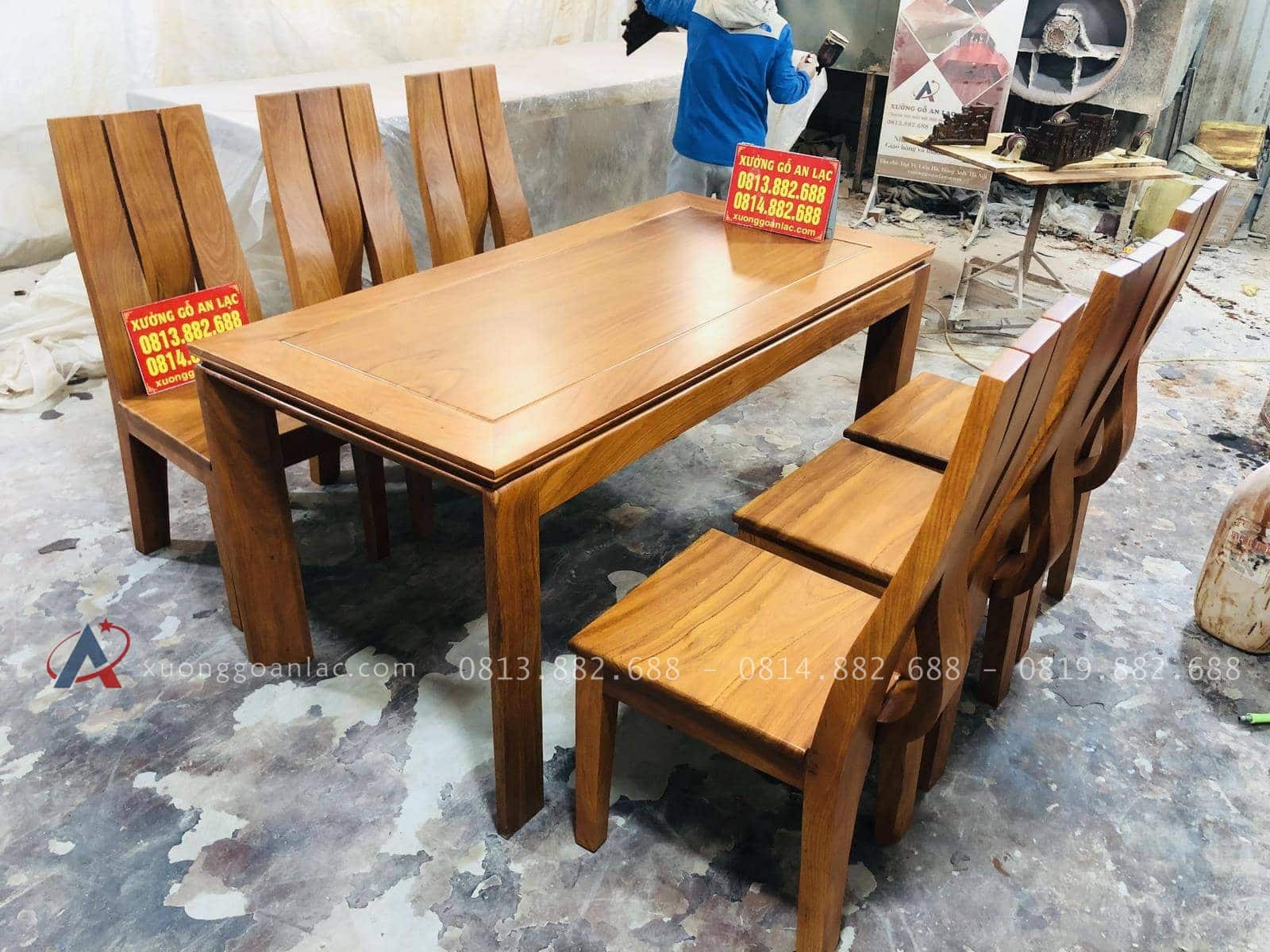 Bộ bàn ăn 6 ghế phong cách hiện đại gỗ gõ đỏ (Anh Đồng, Bình Dương) 21 Bộ bàn ăn hiện đại 6 ghế