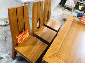 Bộ bàn ăn 6 ghế phong cách hiện đại gỗ gõ đỏ (Anh Đồng, Bình Dương) 15 ghế ăn lưng tựa cao