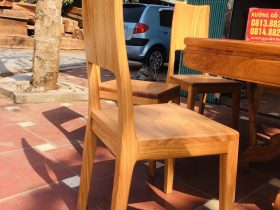Bộ bàn ăn tròn 1m37 và 8 ghế hiện đại gỗ gõ đỏ (Anh Quân, Thái Bình) 16 ghế ngồi gỗ gõ đỏ hiện đại