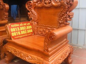 Bộ bàn ghế hoàng gia louis hoa lá tây chân 14 gỗ hương đá cao cấp (Anh Du, Hà Nam) 26 ghế đơn louis hoa lá tây