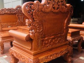 Bộ bàn ghế hoàng gia louis hoa lá tây chân 14 gỗ hương đá cao cấp (Anh Du, Hà Nam) 28 mặt lưng của ghế đơn louis
