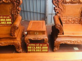 Bộ bàn ghế hoàng gia louis hoa lá tây chân 14 gỗ hương đá cao cấp (Anh Du, Hà Nam) 29 đôn kẹp gỗ hương đá