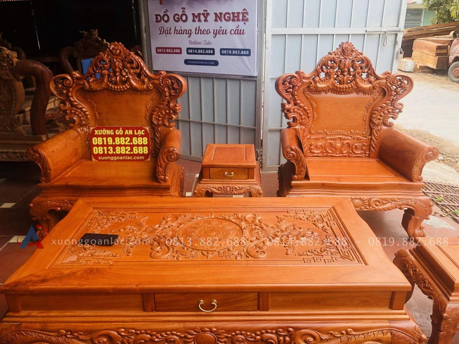 Bộ bàn ghế hoàng gia louis hoa lá tây chân 14 gỗ hương đá cao cấp (Anh Du, Hà Nam) 8 mẫu bàn ghế louis hoàng gia tân cổ điển