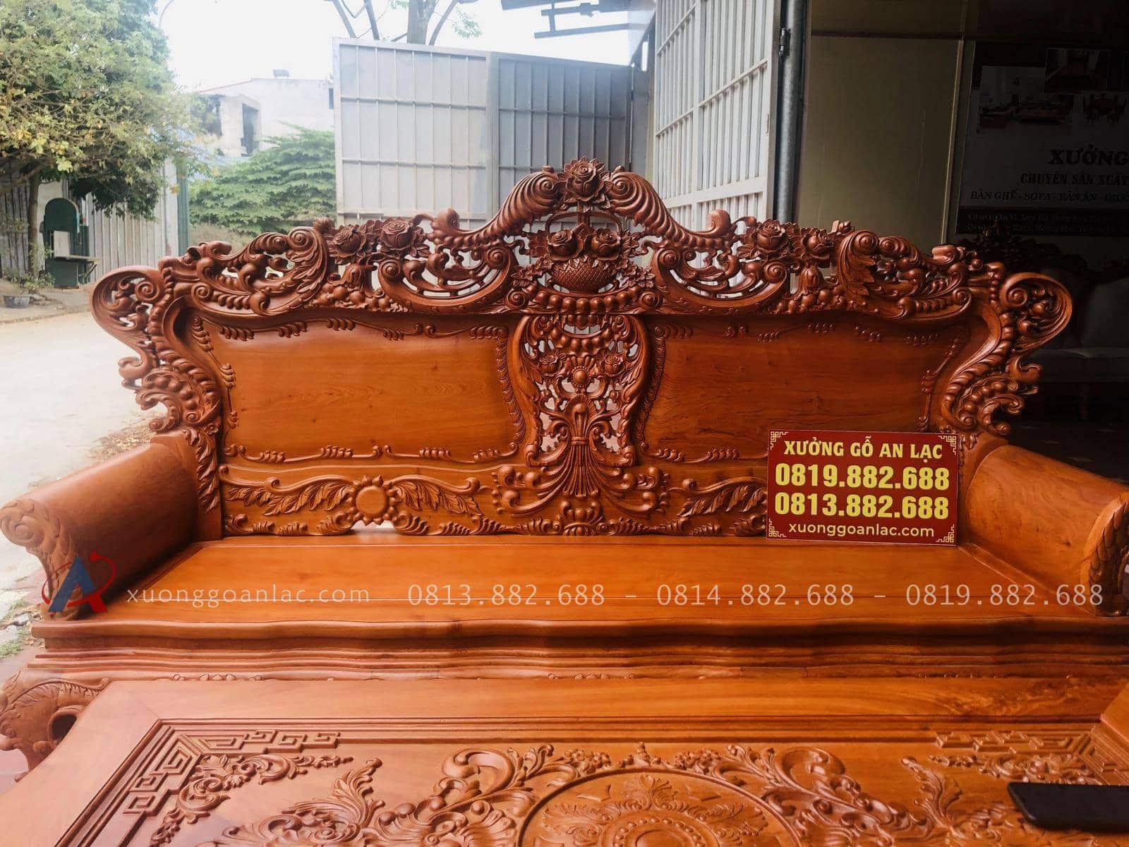 Bộ bàn ghế hoàng gia louis hoa lá tây chân 14 gỗ hương đá cao cấp (Anh Du, Hà Nam) 35 đoản dài louis hoàng gia