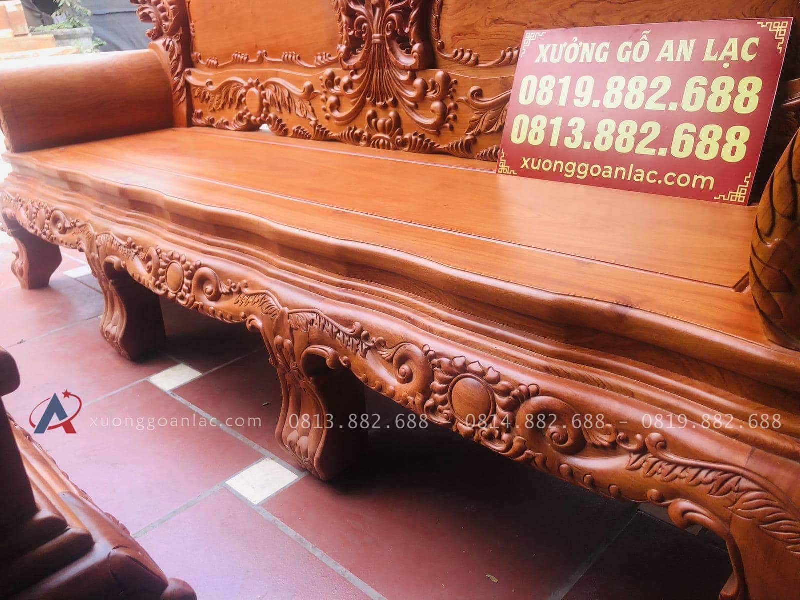 Bộ bàn ghế hoàng gia louis hoa lá tây chân 14 gỗ hương đá cao cấp (Anh Du, Hà Nam) 37 đoản ngồi gỗ hương đá