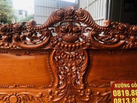 Bộ bàn ghế hoàng gia louis hoa lá tây chân 14 gỗ hương đá cao cấp (Anh Du, Hà Nam) 18 trung tâm vách đoản đục họa tiết nổi bật