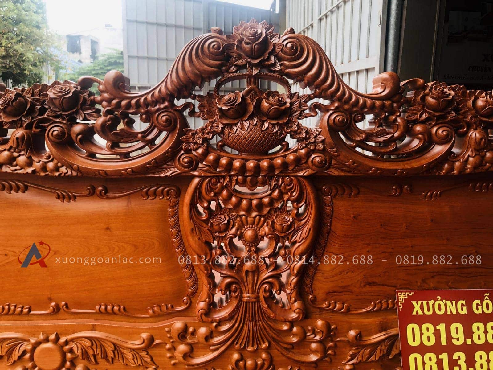 Bộ bàn ghế hoàng gia louis hoa lá tây chân 14 gỗ hương đá cao cấp (Anh Du, Hà Nam) 38 trung tâm vách đoản đục họa tiết nổi bật