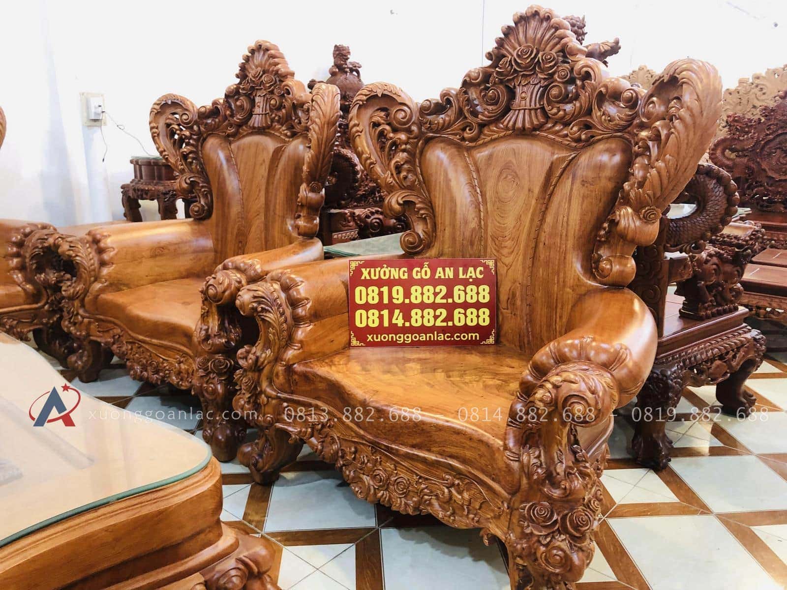 Hoàng gia nguyên khối gỗ hương đá siêu vip (Anh Thường, Hà Nội) 46 mẫu ghế đơn louis hoàng gia gỗ gõ đỏ