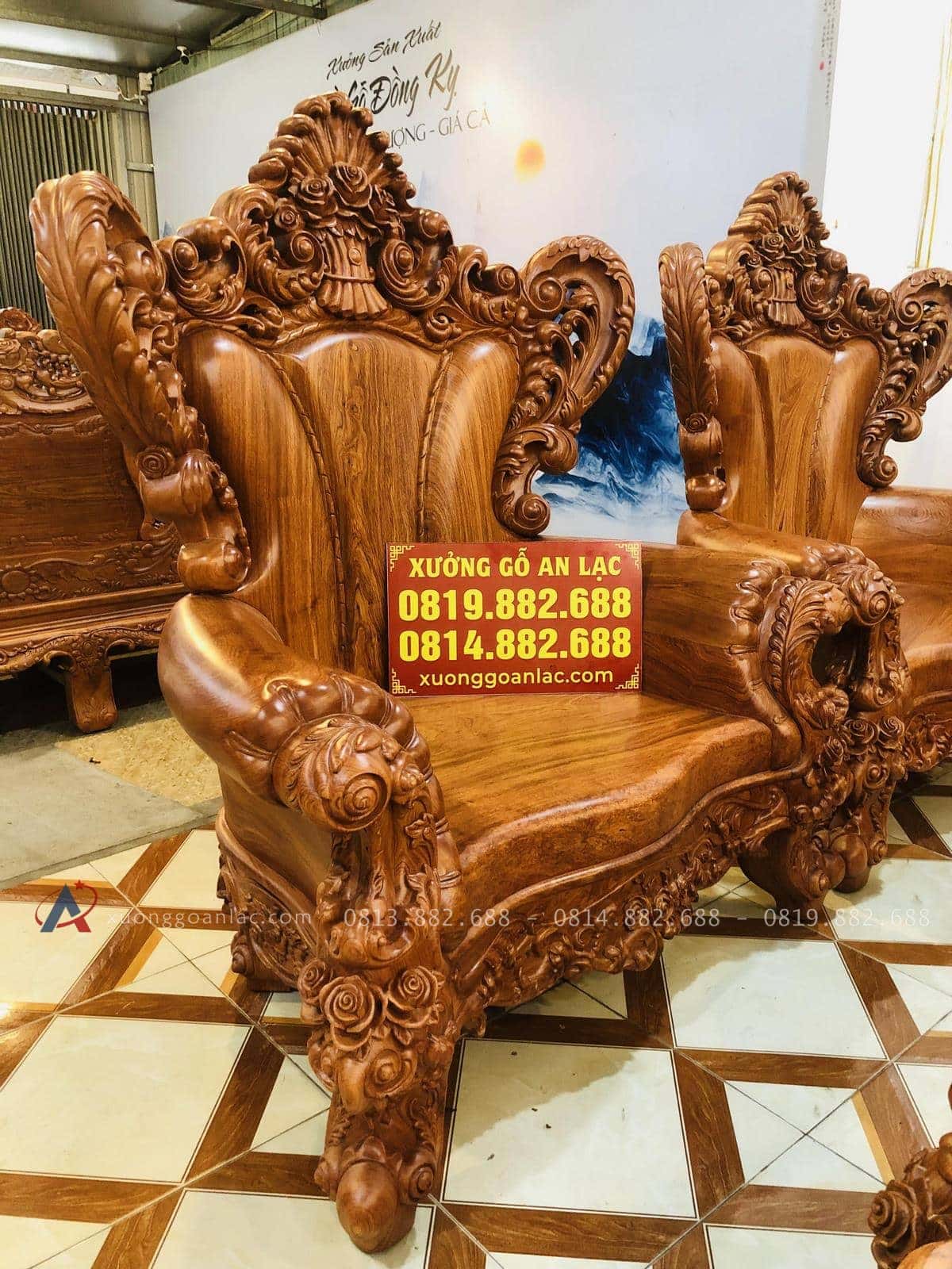 Hoàng gia nguyên khối gỗ hương đá siêu vip (Anh Thường, Hà Nội) 48 góc chụp nghiêng ghế đơn louis