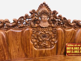 Hoàng gia nguyên khối gỗ hương đá siêu vip (Anh Thường, Hà Nội) 21 Chương ghế dày 20cm đục lá tây