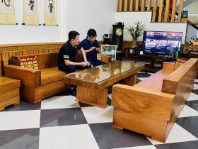 bộ sofa nguyên khối gỗ gõ đỏ