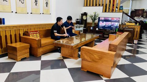 bộ sofa nguyên khối gỗ gõ đỏ
