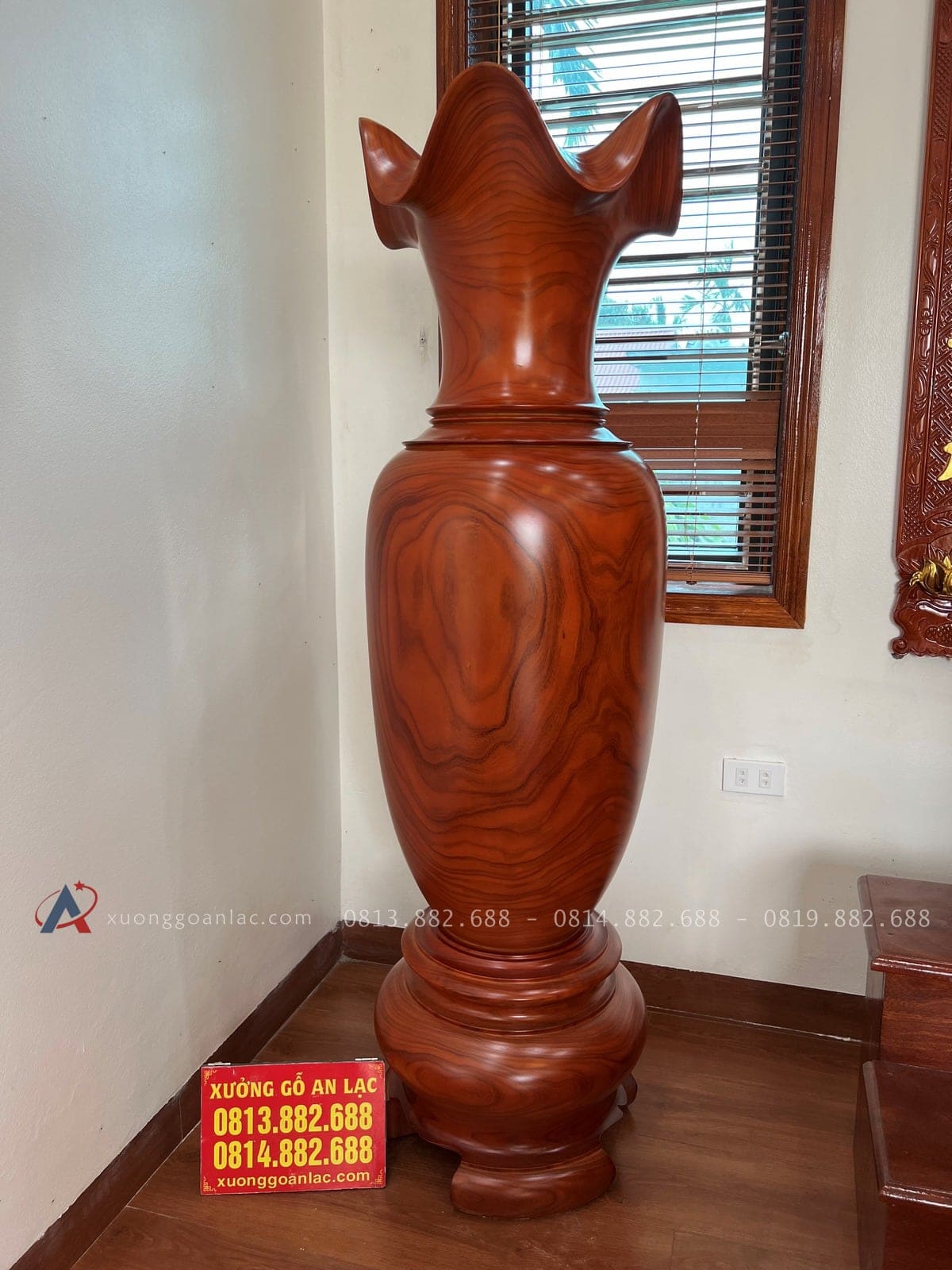 Cặp Lục bình gỗ Cẩm Vàng 1m7 đường kính 53 (Chú Hữu, Thái Nguyên) 10 cặp lục bình gỗ cẩm vàng 1m7