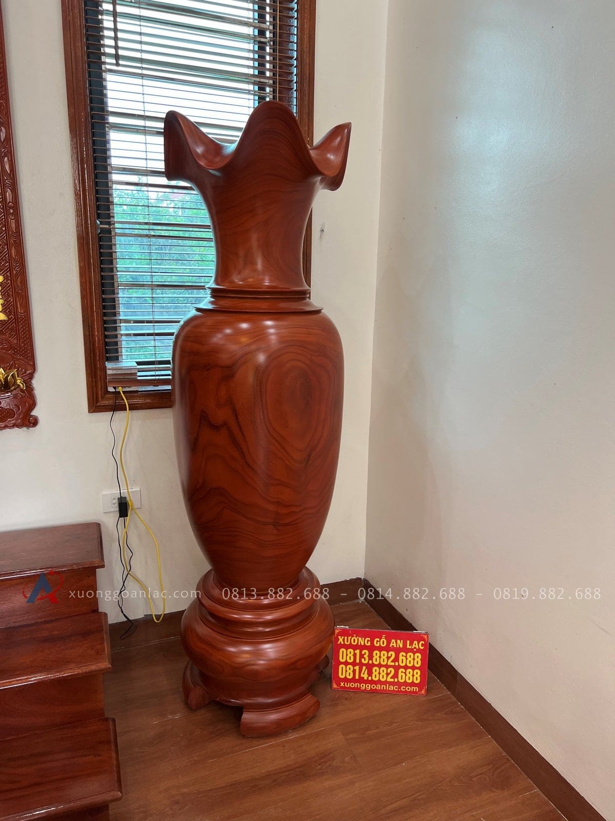 Cặp Lục bình gỗ Cẩm Vàng 1m7 đường kính 53 (Chú Hữu, Thái Nguyên) 11 cặp lục bình gỗ cẩm vàng sang trọng