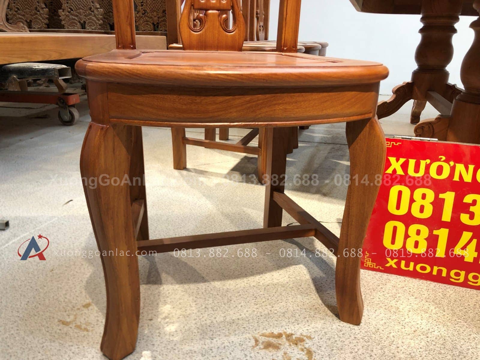 Mẫu ghế ăn cây đàn gỗ gõ đỏ 13 Mặt ghế gõ đỏ 1 tấm 50x45cm