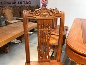 Mẫu ghế ăn cây đàn gỗ gõ đỏ 7 Ghế cây đàn vip chương và cột dày 5cm