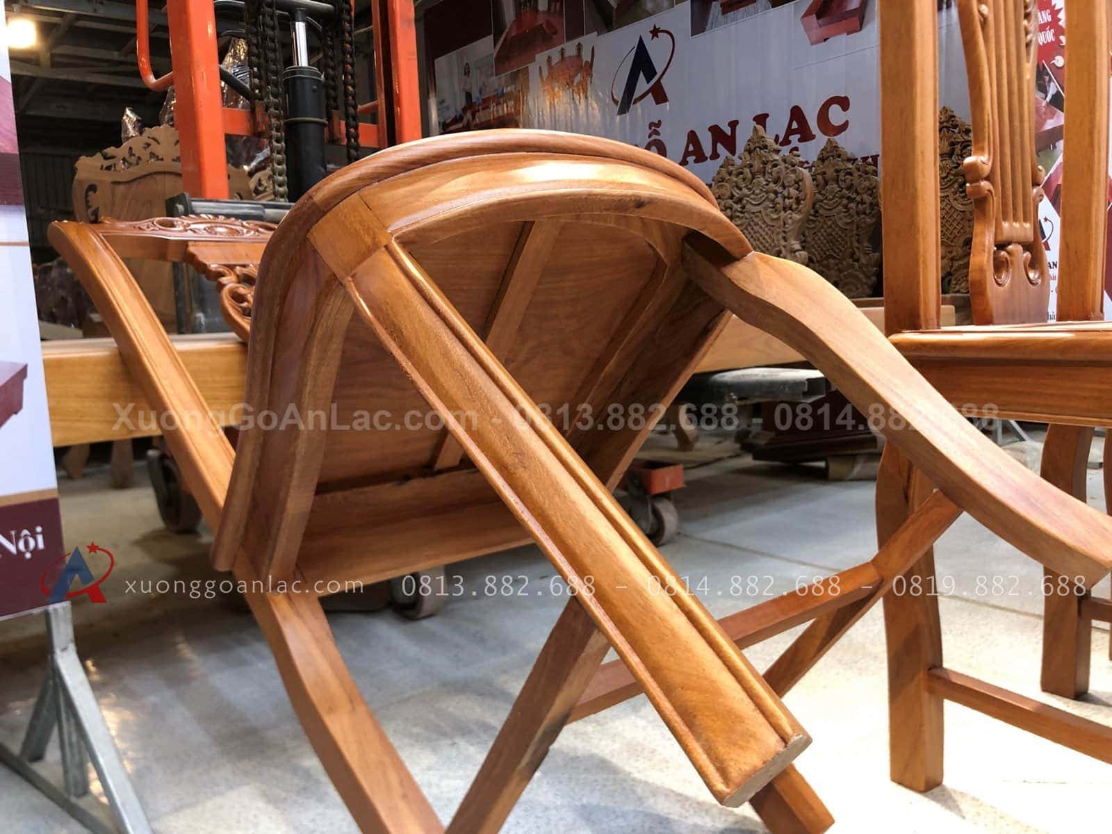 Mẫu ghế ăn cây đàn gỗ gõ đỏ 11 Mẫu ghế cây đàn chân tiền 4,5cm và chân hậu 4cm