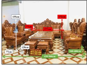 Hoàng gia nguyên khối gỗ hương đá siêu vip (Anh Thường, Hà Nội) 19 kích thước bàn ghế hoàng gia gỗ hương đá 10 món