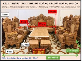 Siêu phẩm hoàng gia nữ hoàng gỗ hương đá tay 18 chân 20 (Anh Vĩnh,Thái Bình) 23 kích thước hoàng gia nữ hoàng gỗ hương đá 10 món