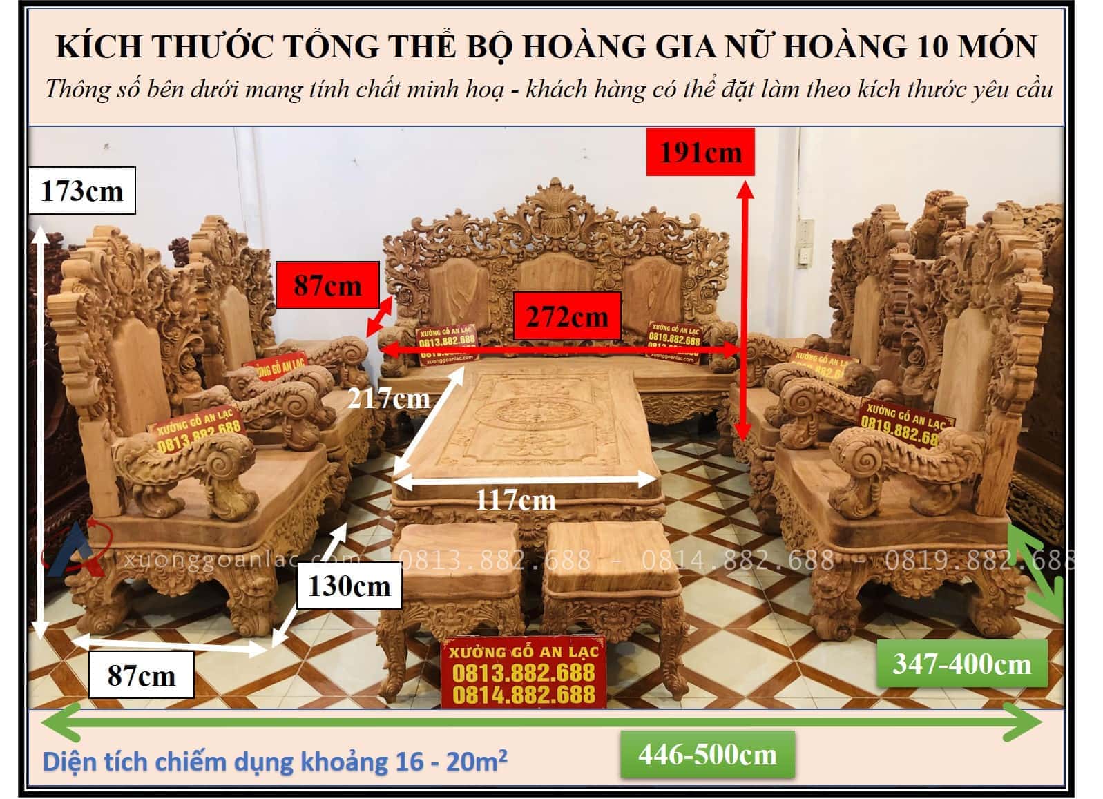 Siêu phẩm hoàng gia nữ hoàng gỗ hương đá tay 18 chân 20 (Anh Vĩnh,Thái Bình) 48 kích thước hoàng gia nữ hoàng gỗ hương đá 10 món