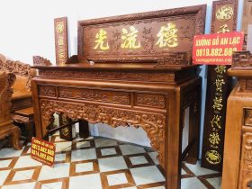 Mẫu án Gian thờ ngũ phúc gỗ gụ 1m97 chân 12 Anh Đức - Hà Nội 11 án gian thờ ngũ phúc chất liệu gỗ gụ