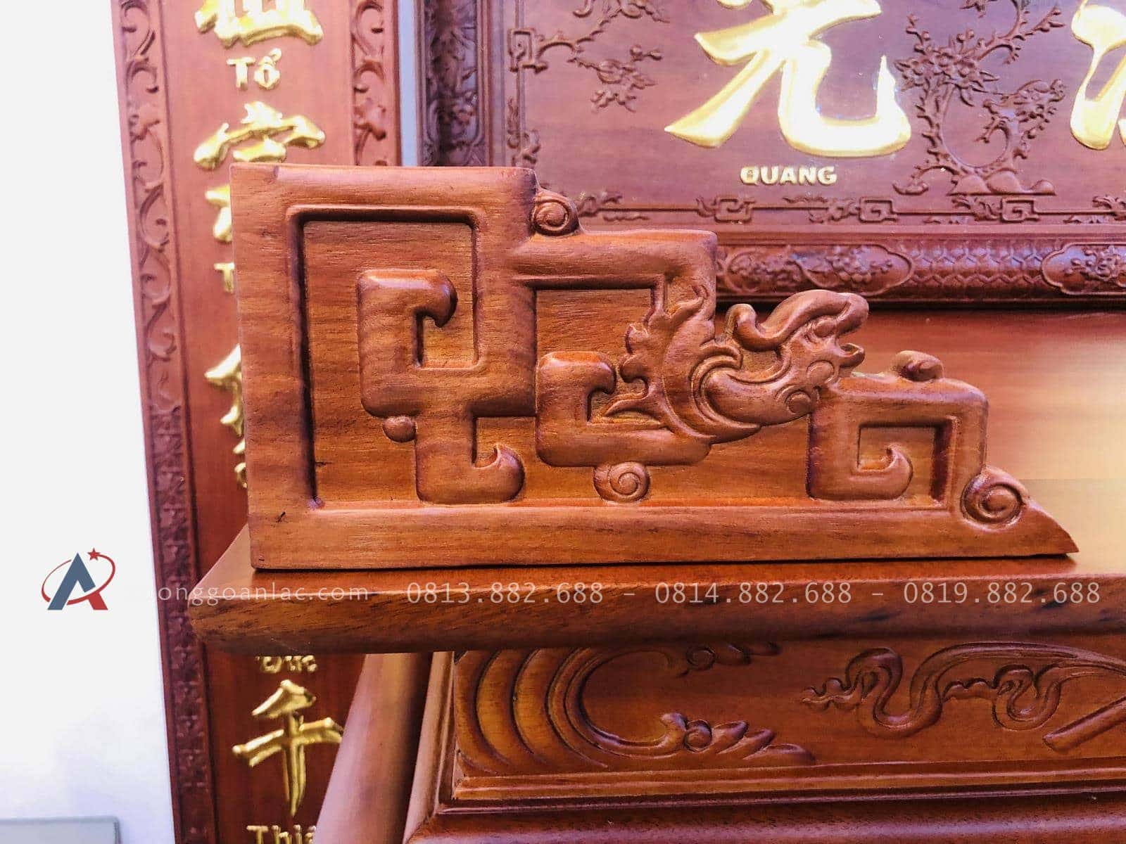 Mẫu án Gian thờ ngũ phúc gỗ gụ 1m97 chân 12 Anh Đức - Hà Nội 28 phần chặn góc án gian