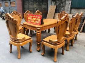 Bộ bàn ăn hoàng gia gõ đỏ 8 ghế louis (Anh Hào, Nghệ An) 9 bàn ăn gỗ gõ đỏ cao cấp