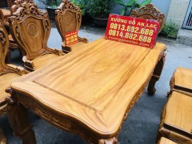 Bộ bàn ăn hoàng gia gõ đỏ 8 ghế louis (Anh Hào, Nghệ An) 10 bàn ăn khung ván gỗ gõ đỏ